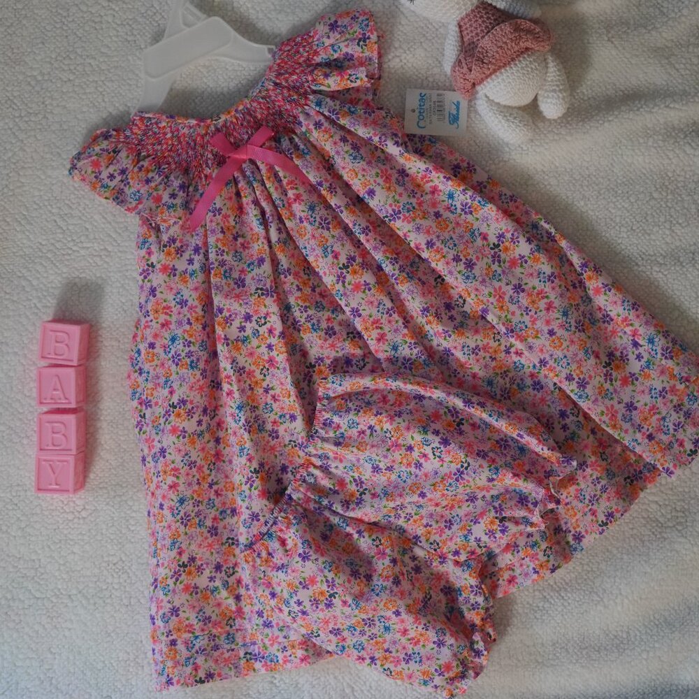 Baby Girl Smoked Floral Dress like new